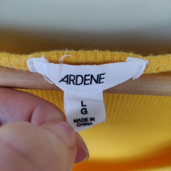 Ardene Bright Yellow Ribbed Tie-Sleeve Top Large - Picture 6 of 9